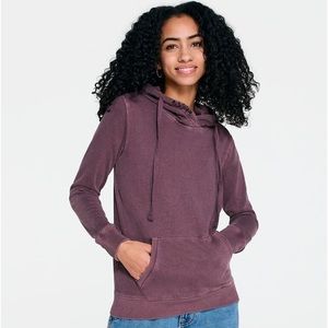 Aeropostale Distressed Pullover Hoodie Sweatshirt XS Burgundy Maroon